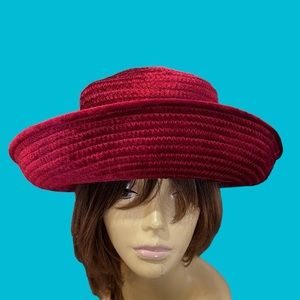 AUGUST HATS‎ DARK RED WOVEN HAT BRIM UP BRIM DOWN